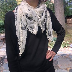 Black & White Pom Pom Scarf